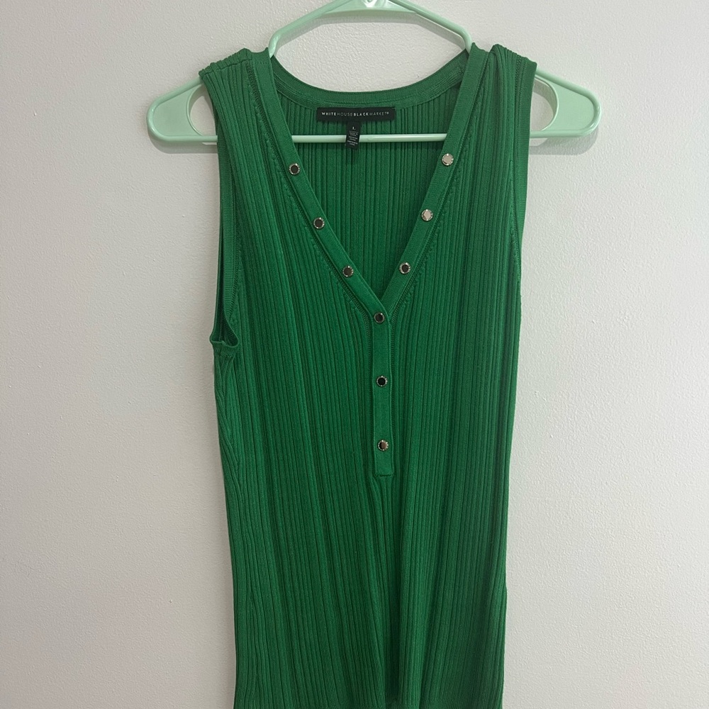 NWOT White House Black Market Emerald Green Ribbed Tank Top